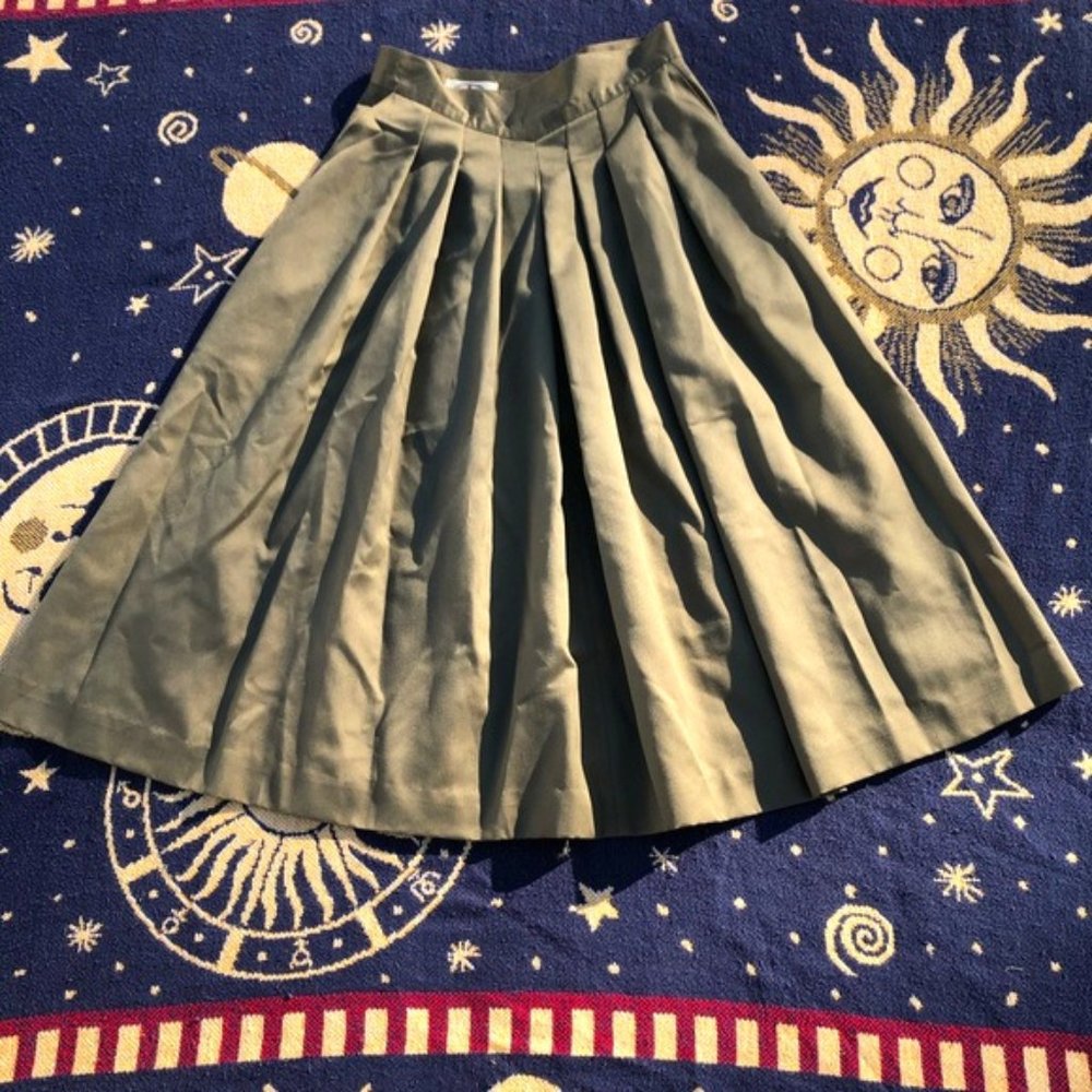 VINTAGE | Union Made Army Green Flare Skirt from Alice and Eric